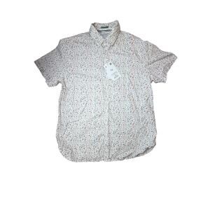 Denim & Flower Redefined Men’s Button‎ Up Shirt Size L White Floral Short Sleeve